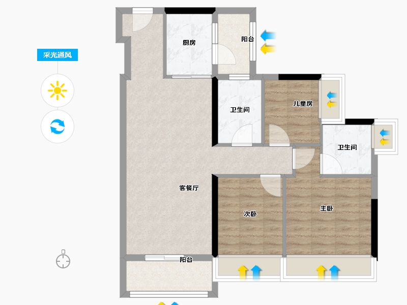 广东省-广州市-中鼎君和名城·君合府-80.00-户型库-采光通风