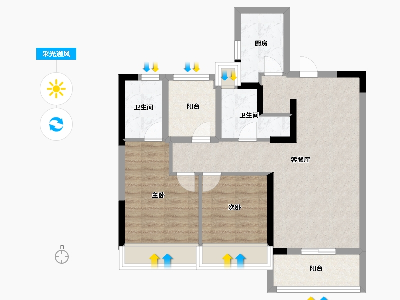 广东省-广州市-保利西悦湾-70.40-户型库-采光通风