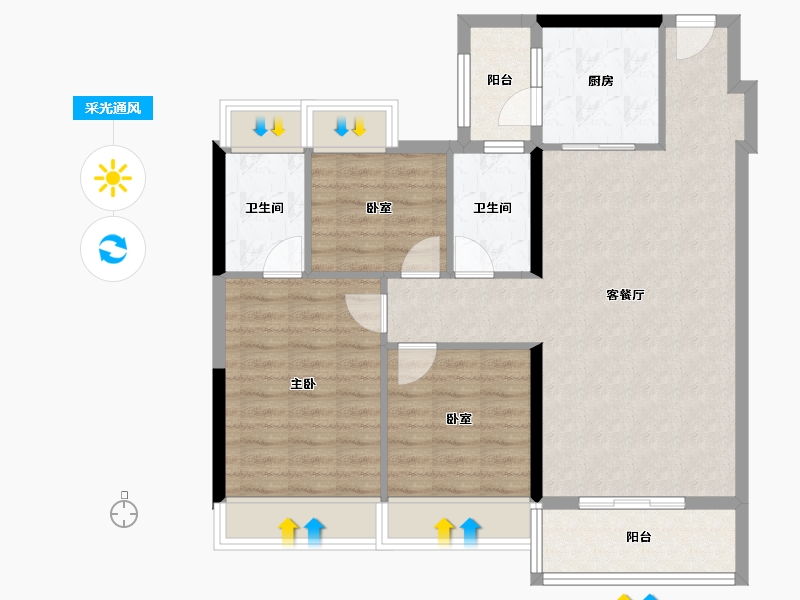 广东省-广州市-中鼎君和名城·君合府-88.00-户型库-采光通风