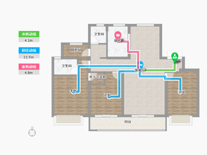 浙江省-宁波市-维科·水岸春晖-111.05-户型库-动静线