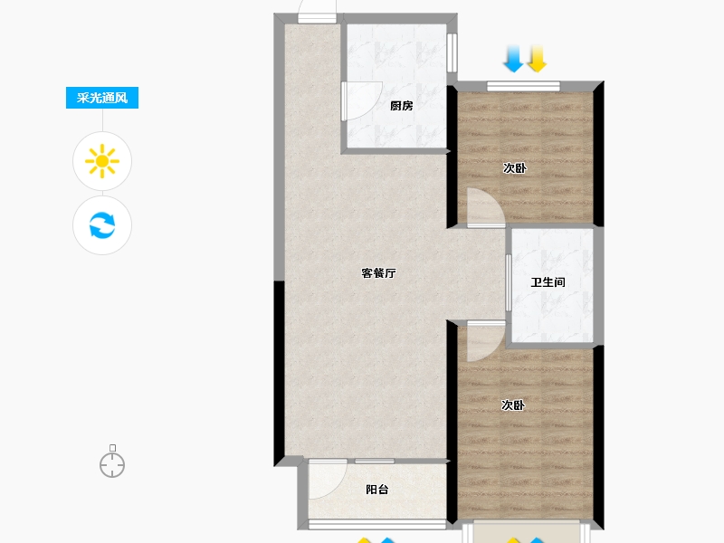 辽宁省-大连市-悦泰拾光里-73.60-户型库-采光通风