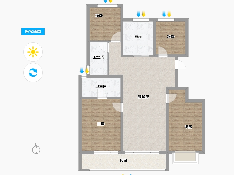 浙江省-宁波市-春来晓园-104.05-户型库-采光通风