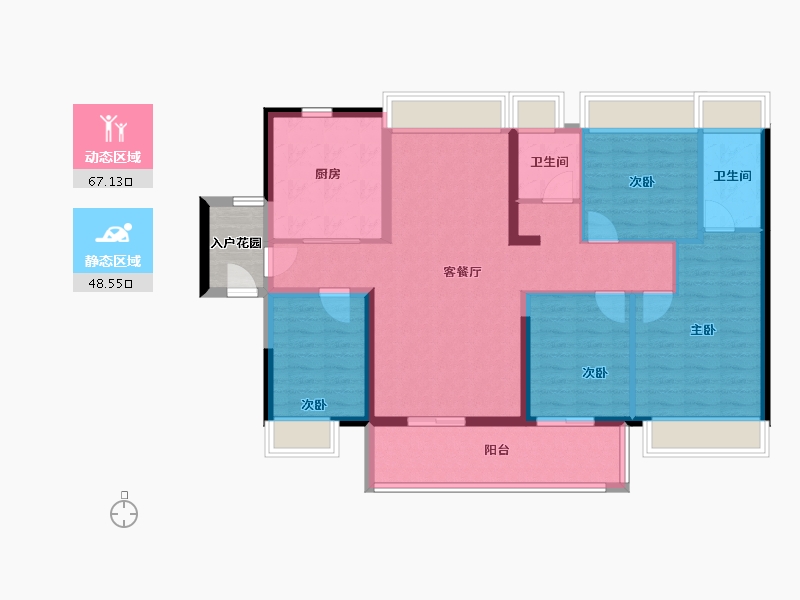 广东省-广州市-保利罗兰国际-107.20-户型库-动静分区