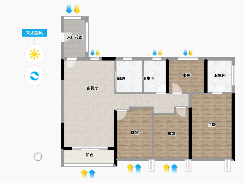 广东省-广州市-力迅·西关雅筑-108.01-户型库-采光通风