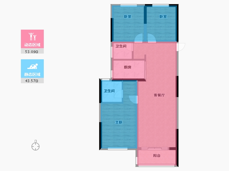 湖南省-长沙市-澳海望洲府-86.53-户型库-动静分区