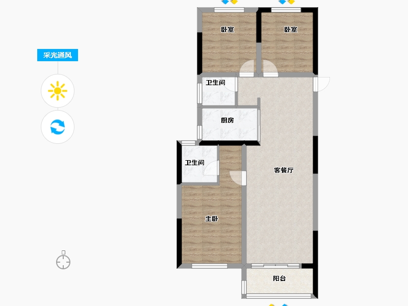 湖南省-长沙市-澳海望洲府-86.53-户型库-采光通风