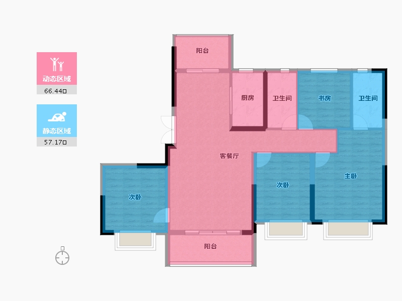 浙江省-宁波市-宝龙一城-111.67-户型库-动静分区