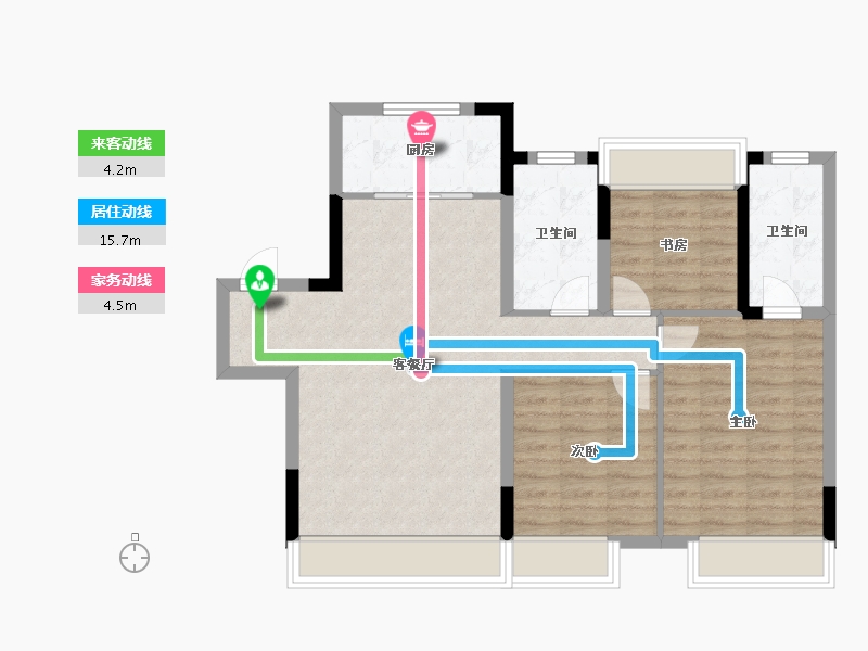 吉林省-长春市-碧桂园江山名筑-95.00-户型库-动静线