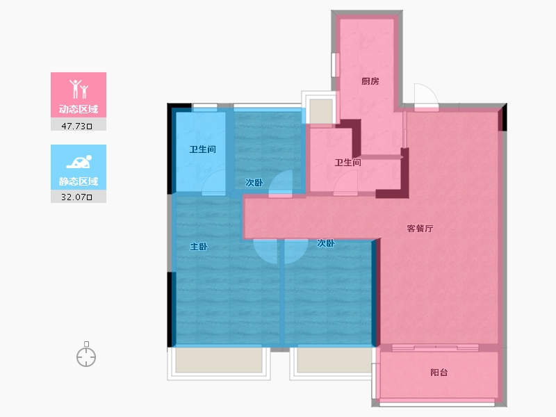 广东省-广州市-保利西悦湾-70.40-户型库-动静分区