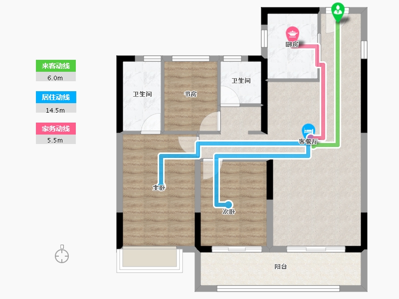 浙江省-宁波市-万科·东潮之滨-86.48-户型库-动静线