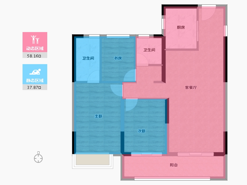 浙江省-宁波市-万科·东潮之滨-86.48-户型库-动静分区