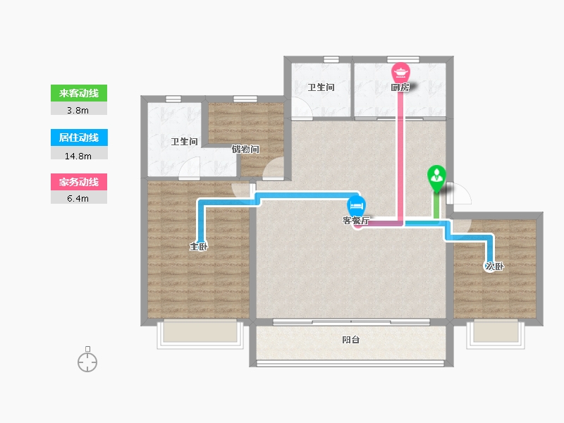 浙江省-宁波市-保利·天悦(三期)-111.87-户型库-动静线