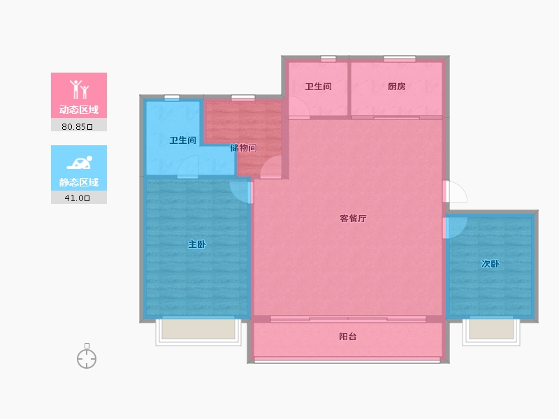 浙江省-宁波市-保利·天悦(三期)-111.87-户型库-动静分区