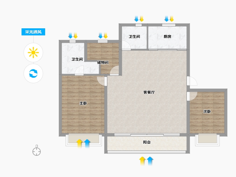 浙江省-宁波市-保利·天悦(三期)-111.87-户型库-采光通风