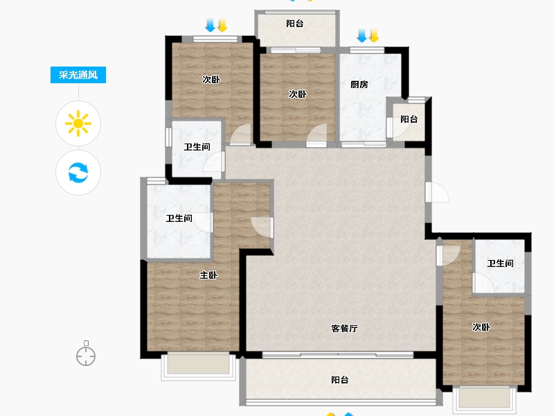 浙江省-宁波市-江上印-145.25-户型库-采光通风