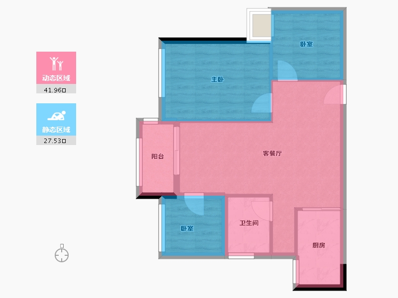 广东省-广州市-珠江西湾里-62.40-户型库-动静分区