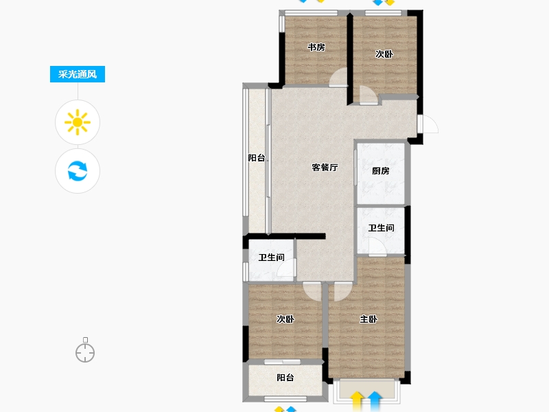 浙江省-宁波市-万科·东潮之滨-99.77-户型库-采光通风