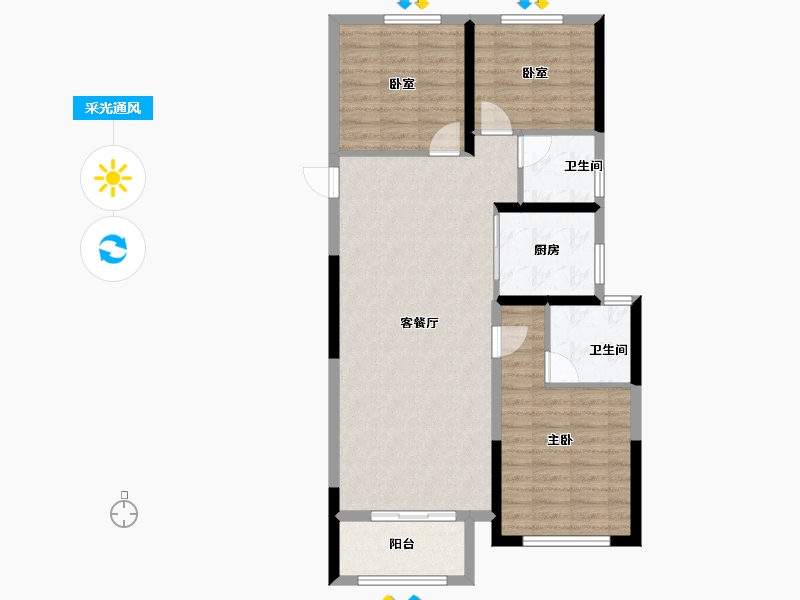 湖南省-长沙市-澳海望洲府-87.77-户型库-采光通风