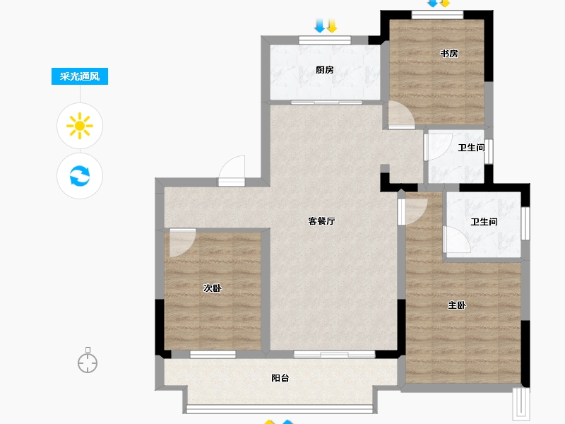 浙江省-宁波市-宝龙东望-87.01-户型库-采光通风