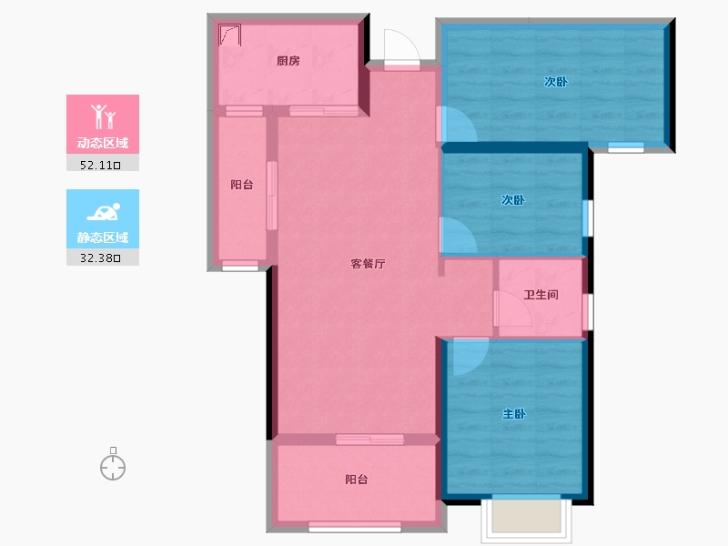 湖南省-长沙市-长房·宁都公馆-75.04-户型库-动静分区