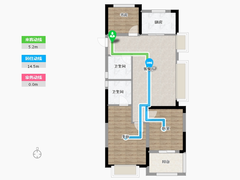 浙江省-宁波市-涌潮印-76.86-户型库-动静线