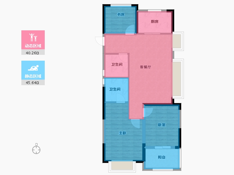 浙江省-宁波市-涌潮印-76.86-户型库-动静分区