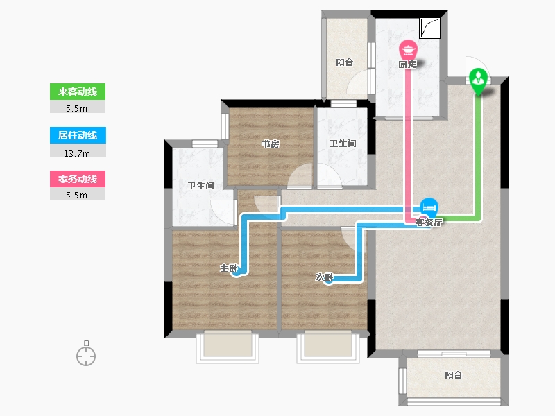 贵州省-黔南布依族苗族自治州-贵州当代MOMA未来城-90.00-户型库-动静线