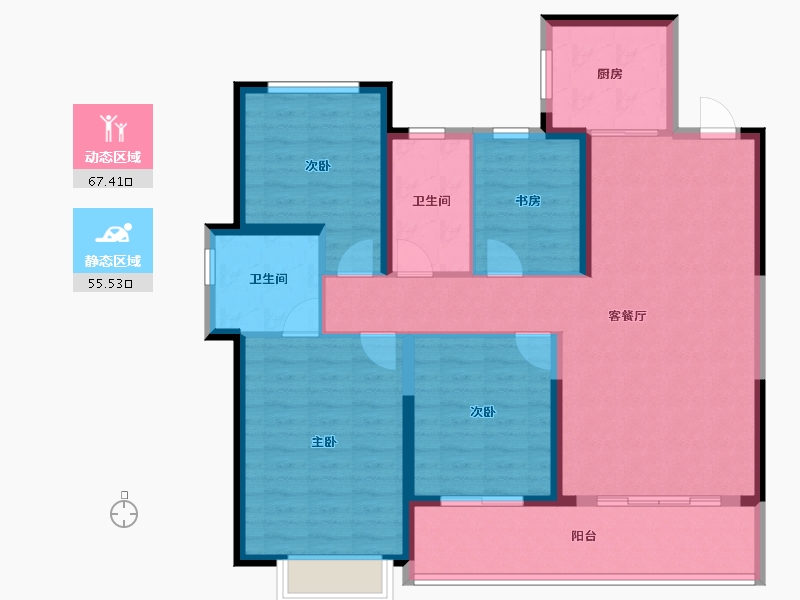 浙江省-宁波市-江上印-110.78-户型库-动静分区