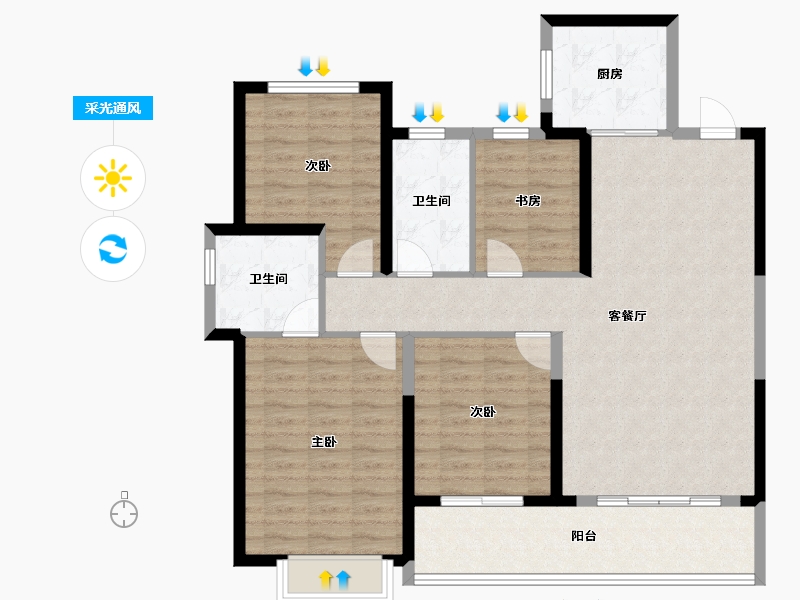 浙江省-宁波市-江上印-110.78-户型库-采光通风