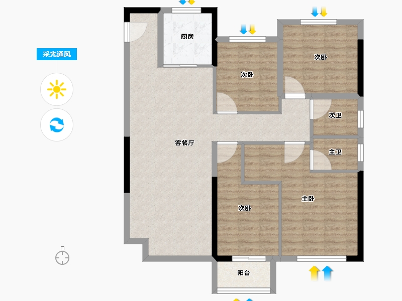 福建省-泉州市-南安中骏云景府-101.59-户型库-采光通风