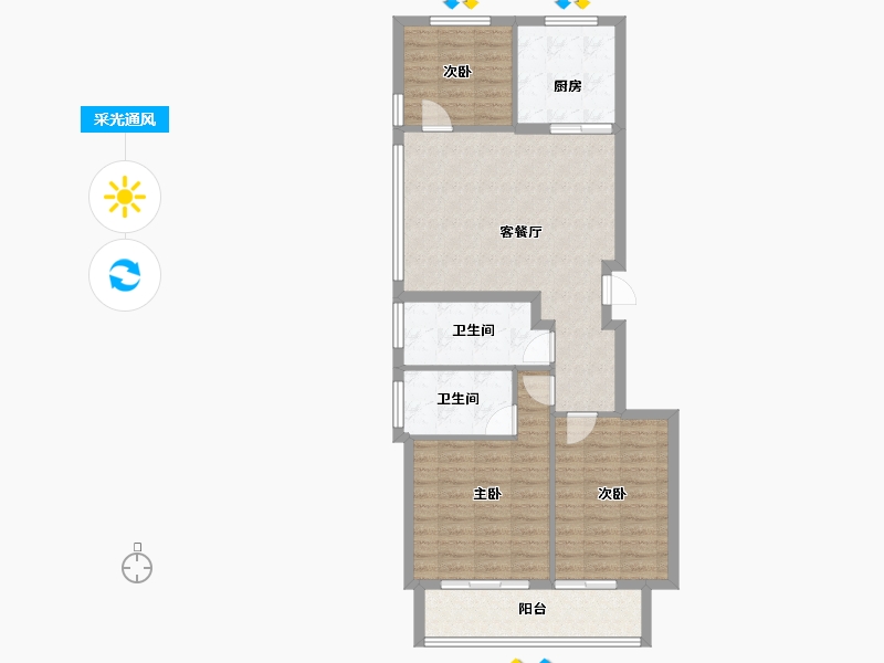 浙江省-宁波市-春来晓园-90.67-户型库-采光通风