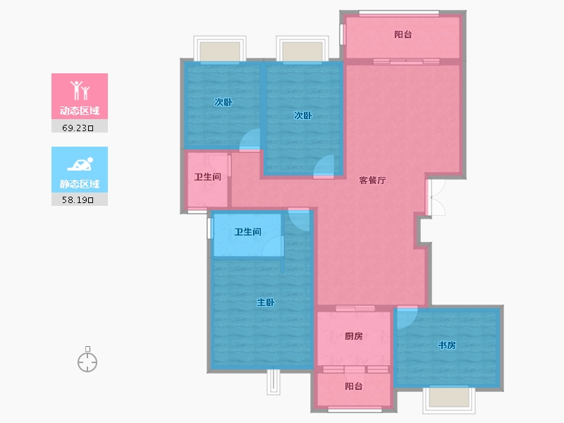 云南省-红河哈尼族彝族自治州-洲际华府-136.89-户型库-动静分区