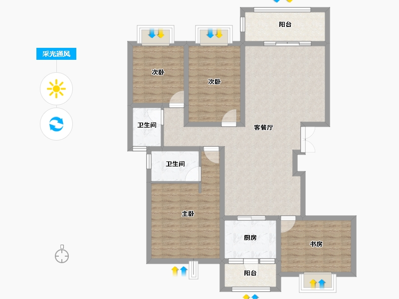 云南省-红河哈尼族彝族自治州-洲际华府-136.89-户型库-采光通风