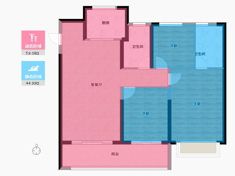 浙江省-宁波市-江上印-93.77-户型库-动静分区