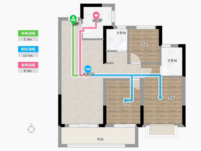 浙江省-宁波市-涌潮印-79.76-户型库-动静线