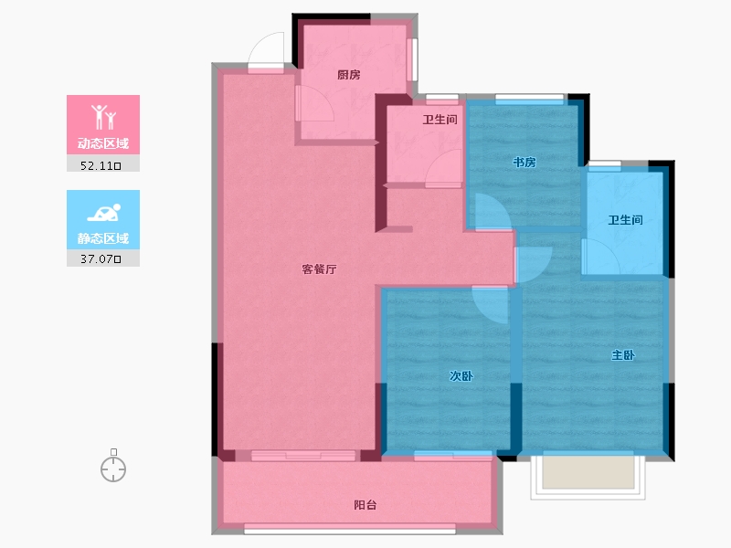 浙江省-宁波市-涌潮印-79.76-户型库-动静分区