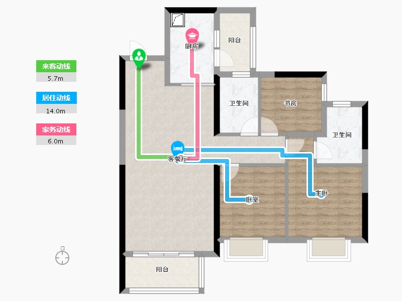 贵州省-黔南布依族苗族自治州-贵州当代MOMA未来城-90.40-户型库-动静线