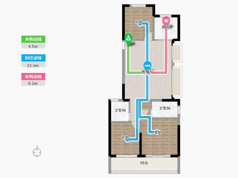 浙江省-宁波市-潮悦南塘-88.67-户型库-动静线