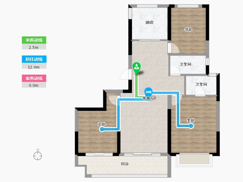 浙江省-宁波市-崇文花园-88.87-户型库-动静线