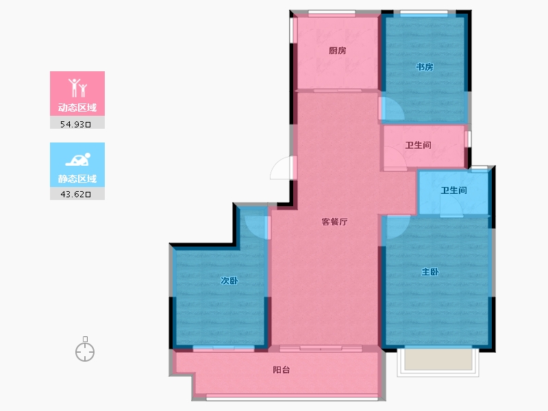 浙江省-宁波市-崇文花园-88.87-户型库-动静分区