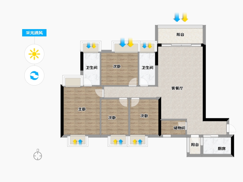 广东省-广州市-佳大瑞园-103.20-户型库-采光通风