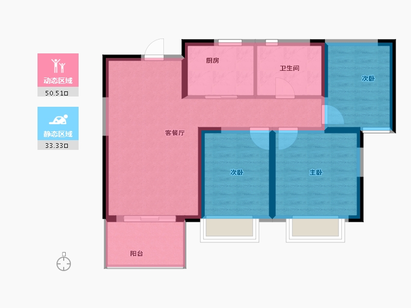 浙江省-宁波市-宝龙一城-74.86-户型库-动静分区