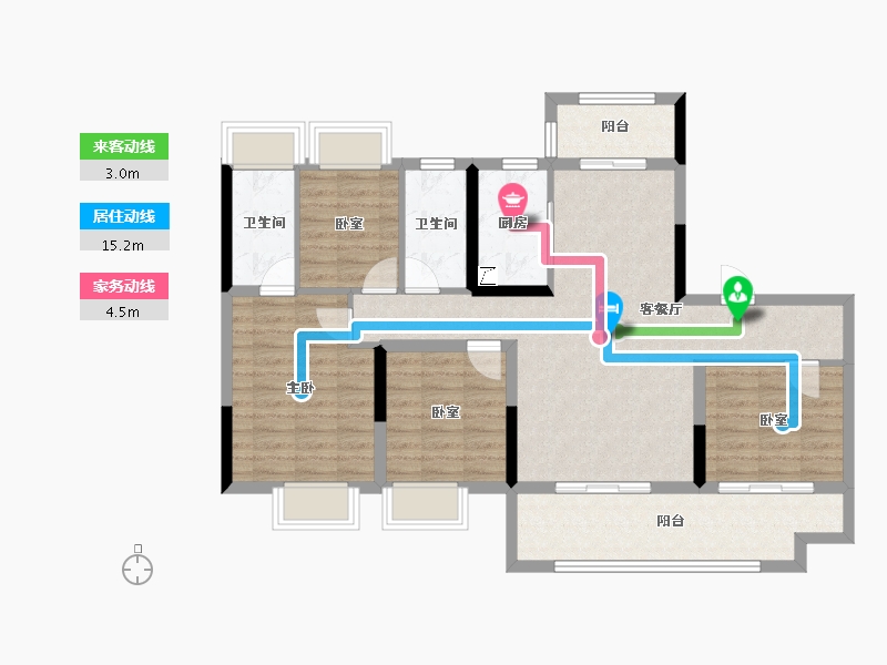 湖南省-长沙市-美的院子-98.33-户型库-动静线