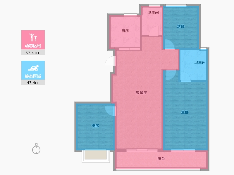 浙江省-宁波市-春来晓园-94.76-户型库-动静分区