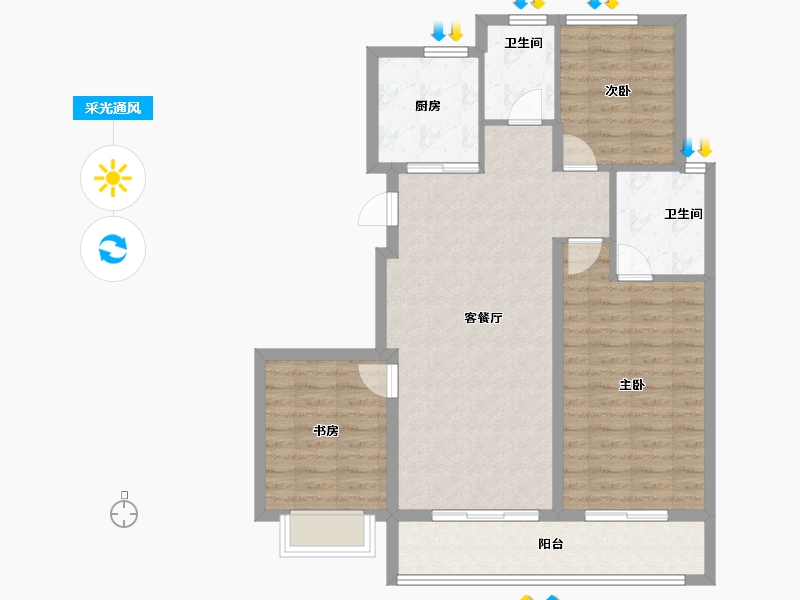 浙江省-宁波市-春来晓园-94.76-户型库-采光通风