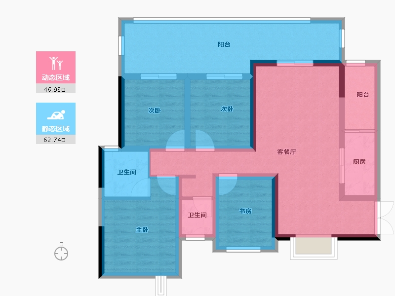 贵州省-贵阳市-利亚奥林花园-96.80-户型库-动静分区