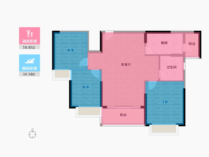 河南省-郑州市-郑州恒大养生谷-85.86-户型库-动静分区