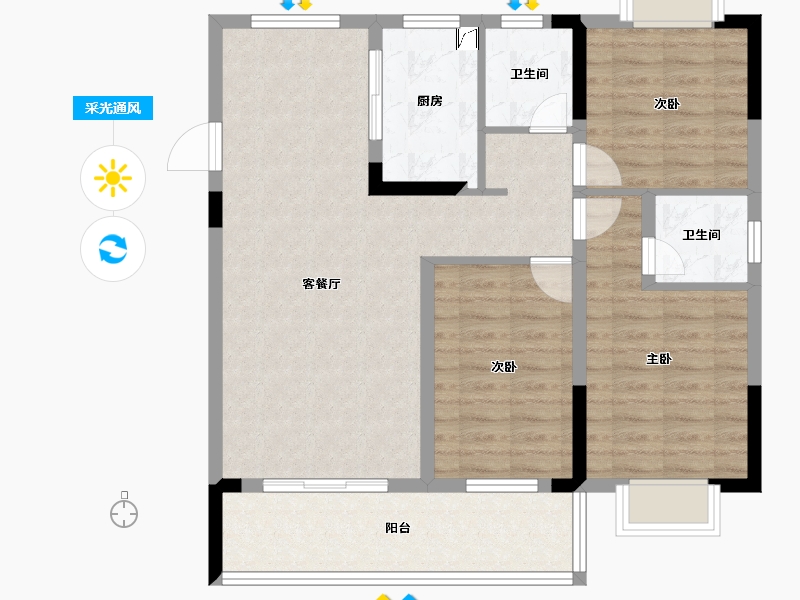 江西省-南昌市-祥和颂-90.40-户型库-采光通风