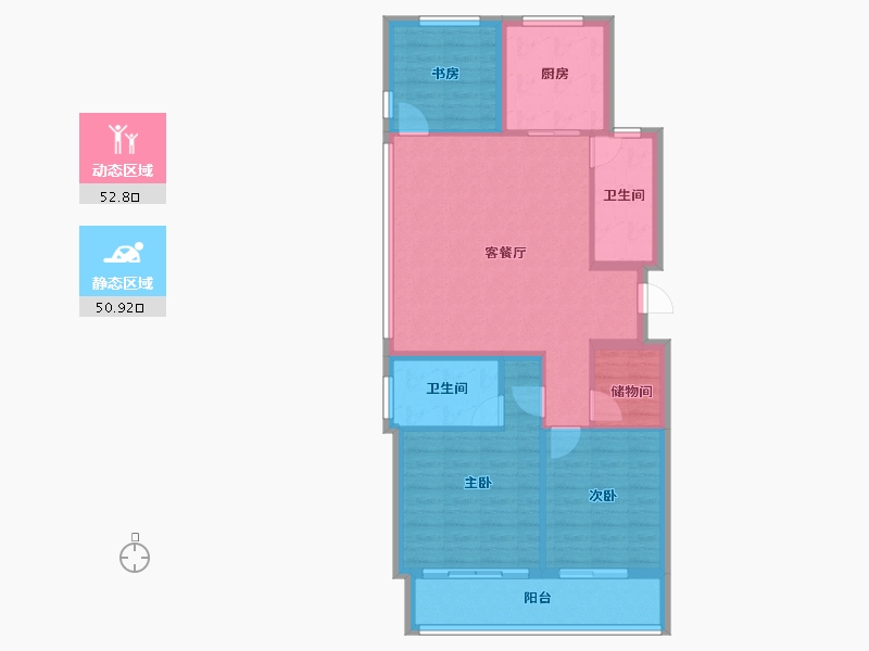 浙江省-宁波市-春来晓园-93.76-户型库-动静分区