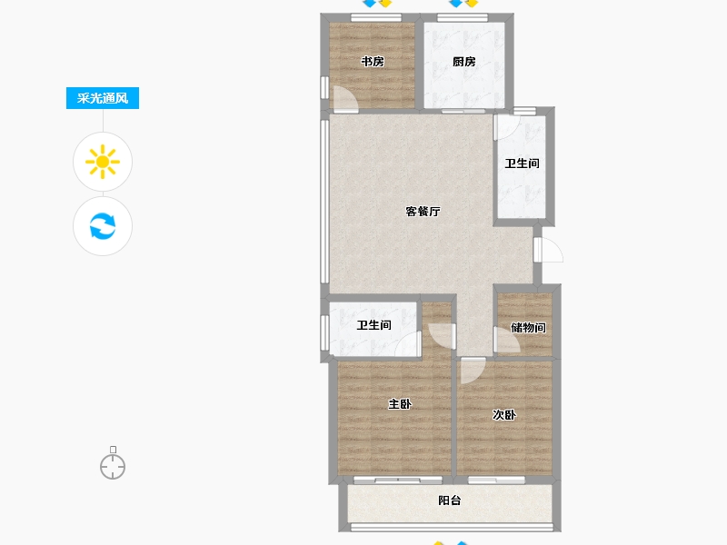 浙江省-宁波市-春来晓园-93.76-户型库-采光通风